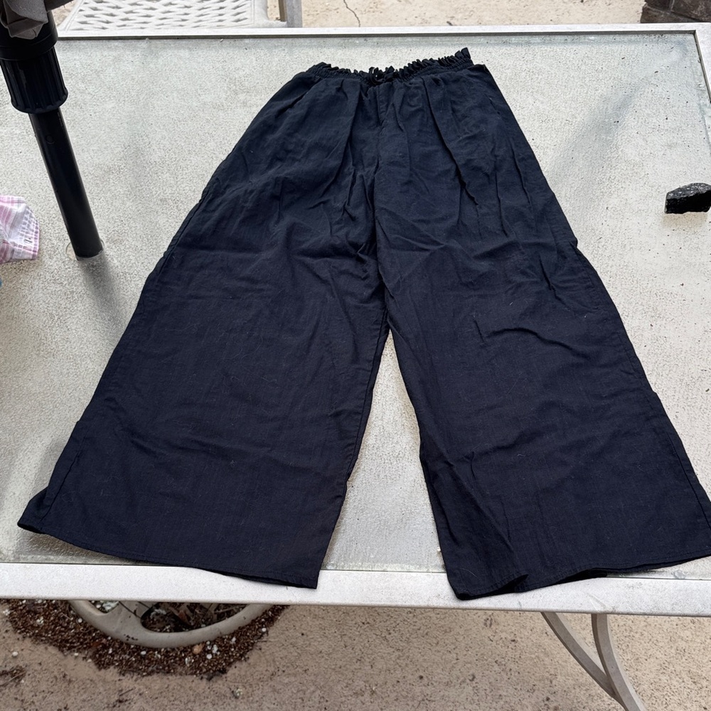 SHEIN Black Wide-Leg Elastic Waist Kids Casual Pants